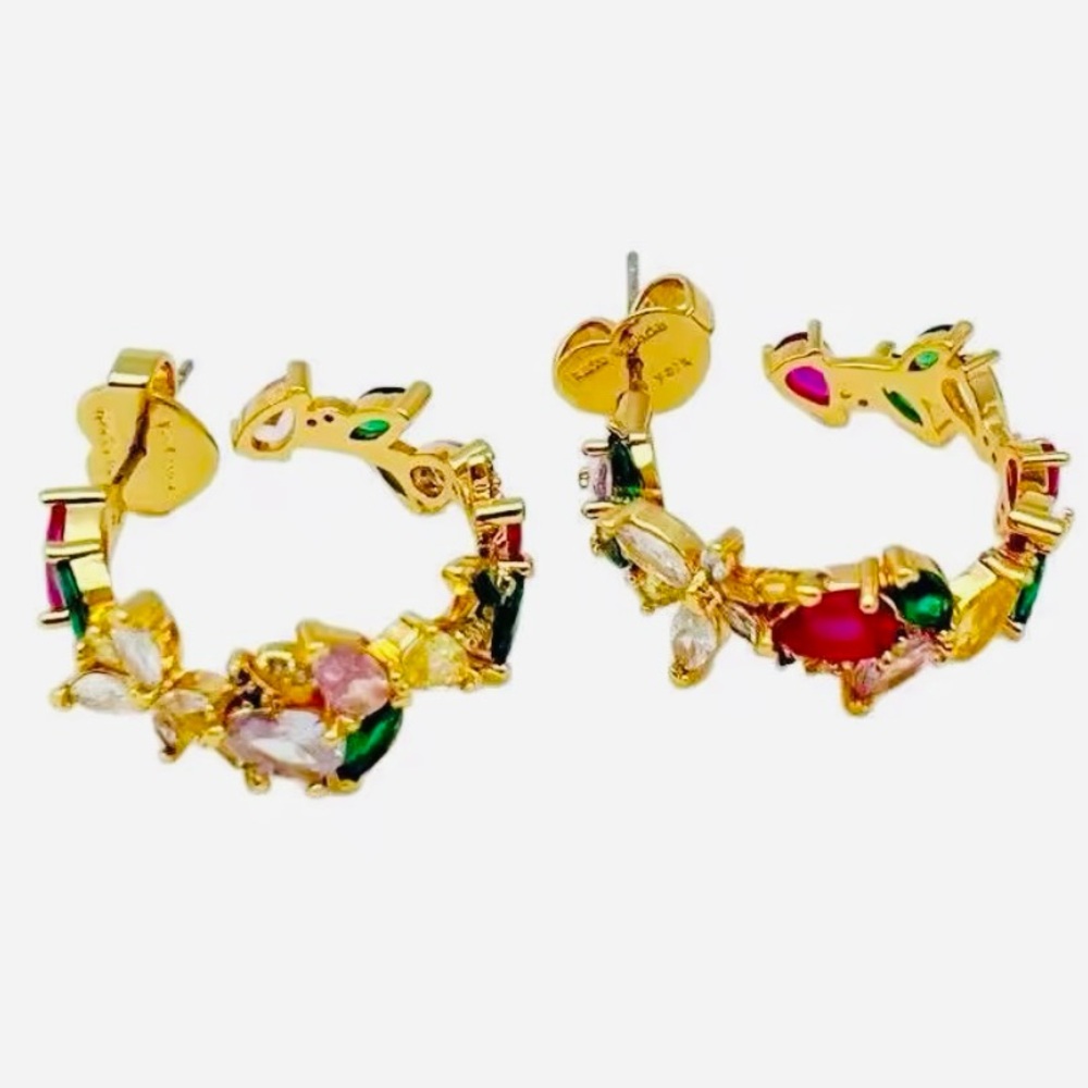 KATE SPADE NEW YORK ♠️ GREENHOUSE FLORAL HOOP EARRINGS 💐🌸🌷🌻 - Picture 3 of 9